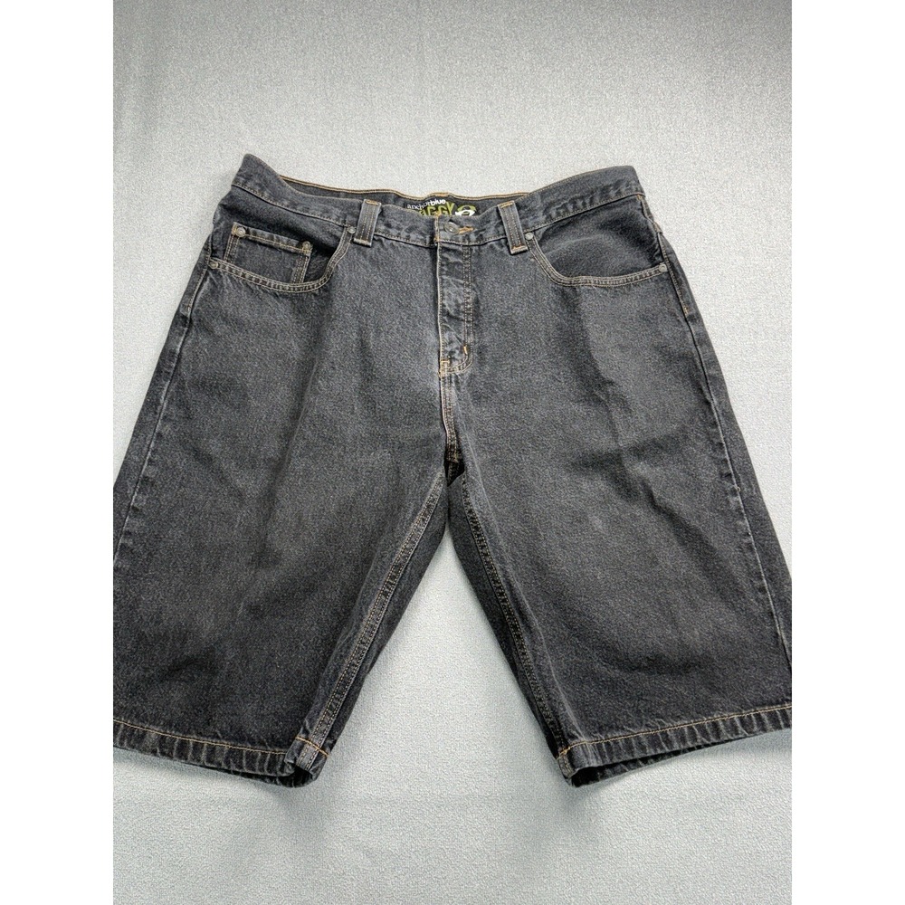 Vintage Anchor Blue Baggy Jean Shorts Jorts Sz 36 Black Denim Skater y2K